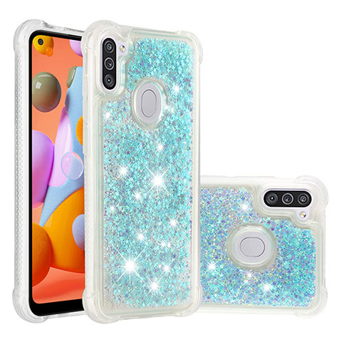 Coque Silicone Housse Etui Gel Bling-Bling S01 pour Samsung Galaxy A11 Bleu Ciel