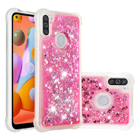 Coque Silicone Housse Etui Gel Bling-Bling S01 pour Samsung Galaxy A11 Rose Rouge