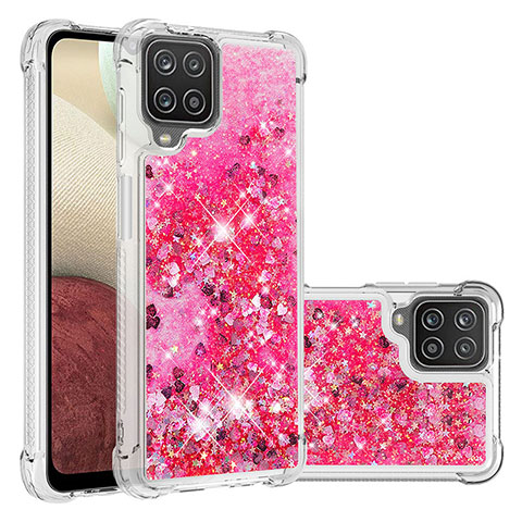 Coque Silicone Housse Etui Gel Bling-Bling S01 pour Samsung Galaxy A12 5G Rose Rouge