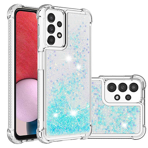 Coque Silicone Housse Etui Gel Bling-Bling S01 pour Samsung Galaxy A13 4G Bleu Ciel