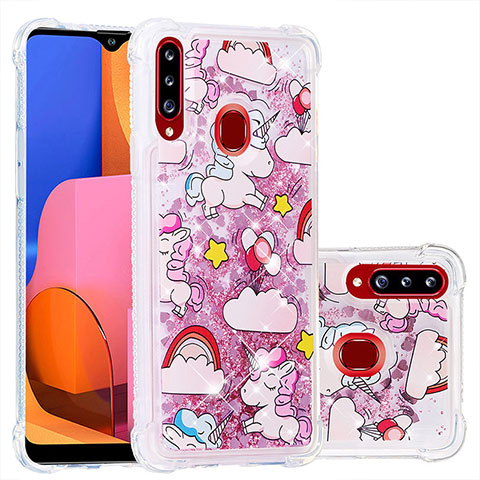 Coque Silicone Housse Etui Gel Bling-Bling S01 pour Samsung Galaxy A20s Rouge