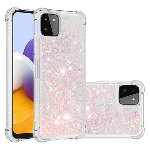 Coque Silicone Housse Etui Gel Bling-Bling S01 pour Samsung Galaxy A22 5G Rose