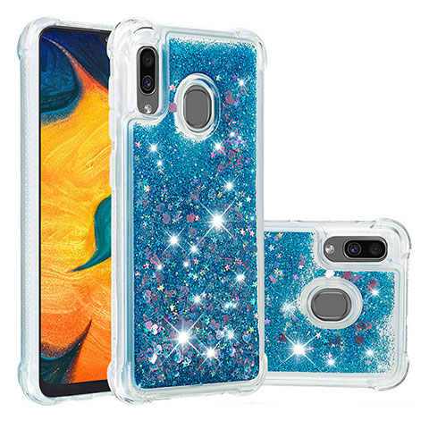 Coque Silicone Housse Etui Gel Bling-Bling S01 pour Samsung Galaxy A30 Bleu