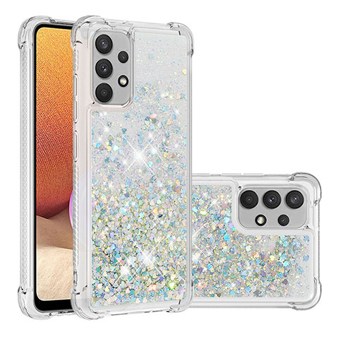 Coque Silicone Housse Etui Gel Bling-Bling S01 pour Samsung Galaxy A32 5G Argent