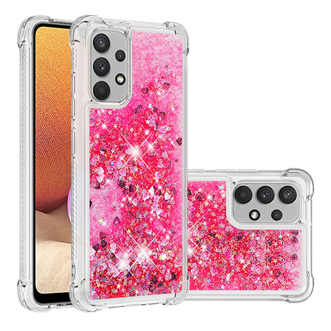 Coque Silicone Housse Etui Gel Bling-Bling S01 pour Samsung Galaxy A32 5G Rose Rouge