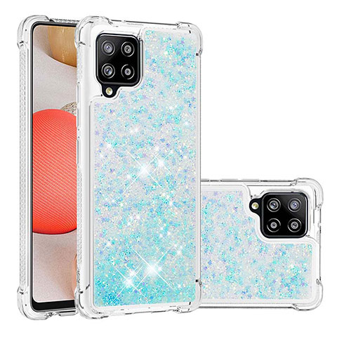 Coque Silicone Housse Etui Gel Bling-Bling S01 pour Samsung Galaxy A42 5G Bleu Ciel