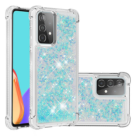 Coque Silicone Housse Etui Gel Bling-Bling S01 pour Samsung Galaxy A52 4G Bleu Ciel