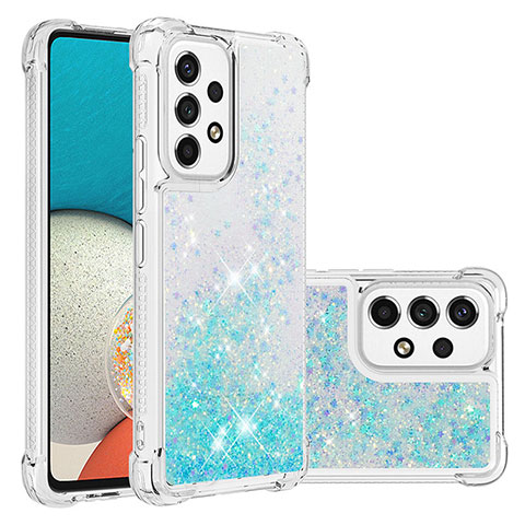 Coque Silicone Housse Etui Gel Bling-Bling S01 pour Samsung Galaxy A53 5G Bleu Ciel