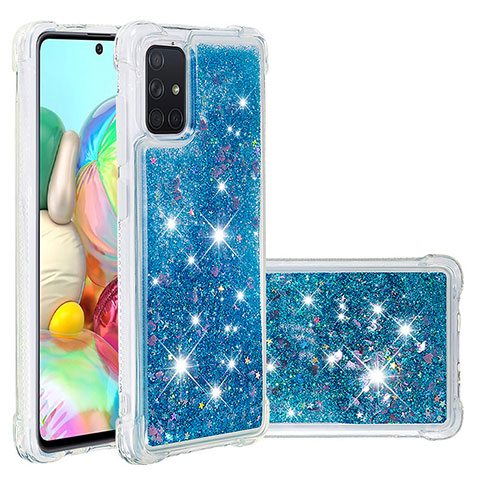 Coque Silicone Housse Etui Gel Bling-Bling S01 pour Samsung Galaxy A71 5G Bleu