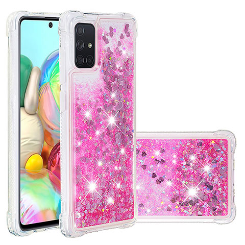 Coque Silicone Housse Etui Gel Bling-Bling S01 pour Samsung Galaxy A71 5G Rose Rouge