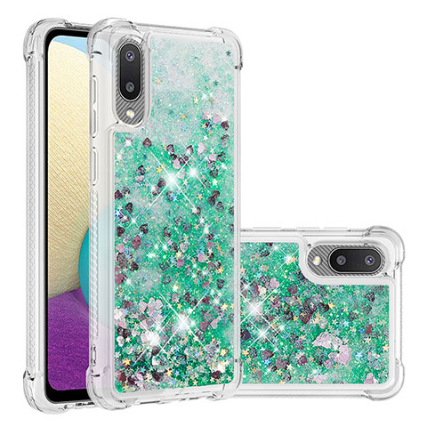 Coque Silicone Housse Etui Gel Bling-Bling S01 pour Samsung Galaxy M02 Vert