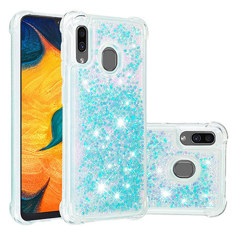 Coque Silicone Housse Etui Gel Bling-Bling S01 pour Samsung Galaxy M10S Bleu Ciel