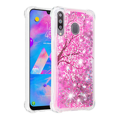 Coque Silicone Housse Etui Gel Bling-Bling S01 pour Samsung Galaxy M30 Rose Rouge