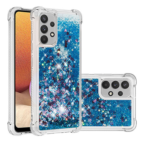 Coque Silicone Housse Etui Gel Bling-Bling S01 pour Samsung Galaxy M32 5G Bleu