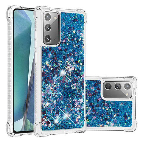 Coque Silicone Housse Etui Gel Bling-Bling S01 pour Samsung Galaxy Note 20 5G Bleu