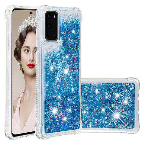 Coque Silicone Housse Etui Gel Bling-Bling S01 pour Samsung Galaxy S20 Bleu