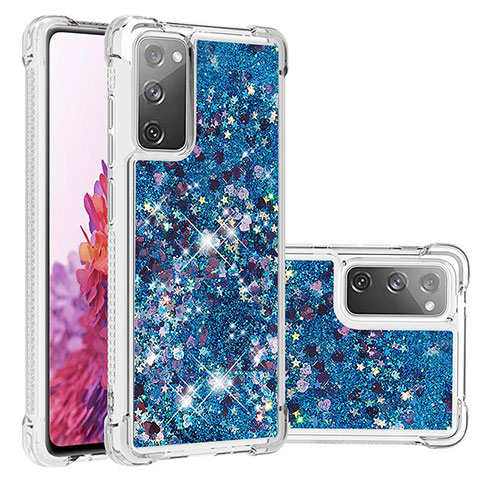 Coque Silicone Housse Etui Gel Bling-Bling S01 pour Samsung Galaxy S20 FE 4G Bleu