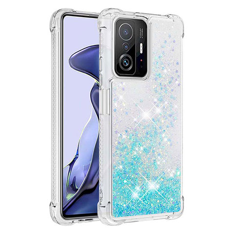 Coque Silicone Housse Etui Gel Bling-Bling S01 pour Xiaomi Mi 11T 5G Bleu Ciel