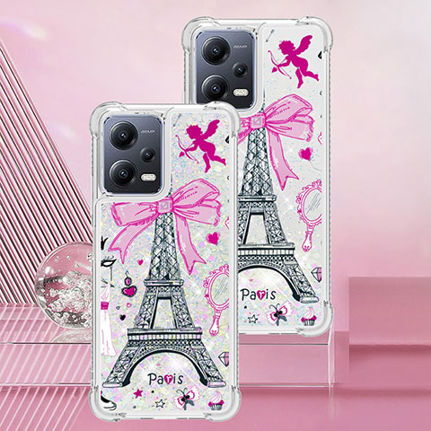 Coque Silicone Housse Etui Gel Bling-Bling S01 pour Xiaomi Poco X5 5G Or Rose