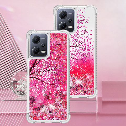 Coque Silicone Housse Etui Gel Bling-Bling S01 pour Xiaomi Poco X5 5G Rose Rouge