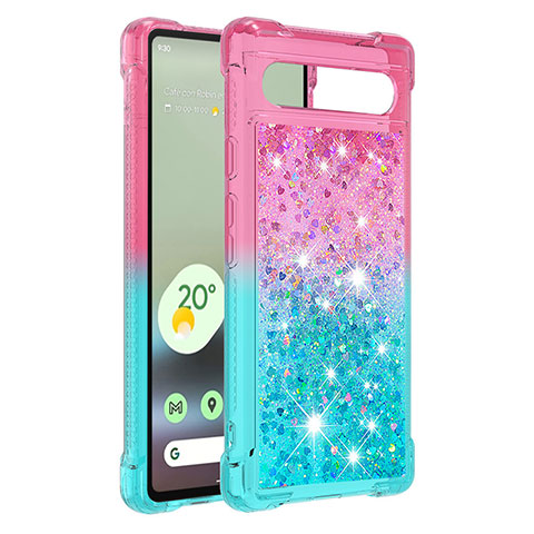 Coque Silicone Housse Etui Gel Bling-Bling S02 pour Google Pixel 7a 5G Rose