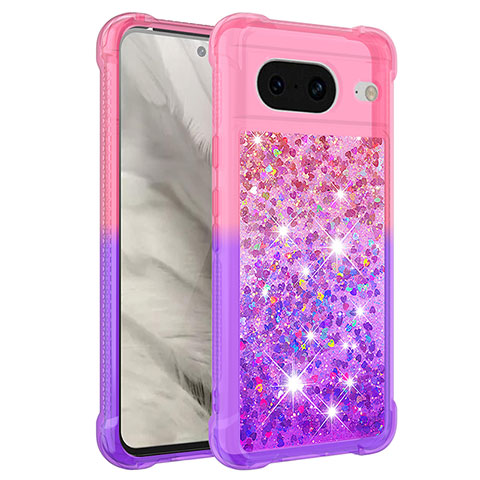 Coque Silicone Housse Etui Gel Bling-Bling S02 pour Google Pixel 8 5G Rose Rouge