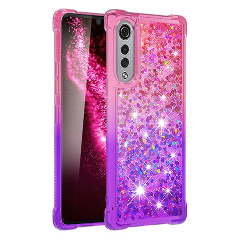 Coque Silicone Housse Etui Gel Bling-Bling S02 pour LG Velvet 5G Rose Rouge