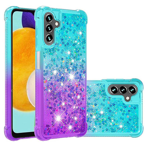 Coque Silicone Housse Etui Gel Bling-Bling S02 pour Samsung Galaxy A04s Bleu Ciel