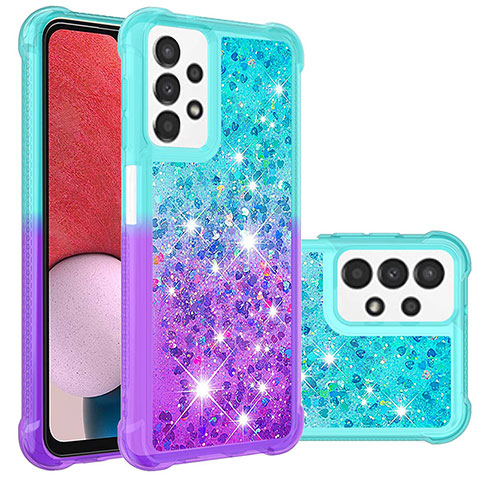 Coque Silicone Housse Etui Gel Bling-Bling S02 pour Samsung Galaxy A13 4G Bleu Ciel