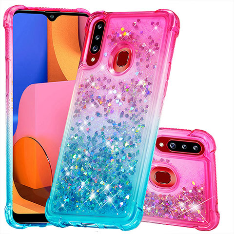 Coque Silicone Housse Etui Gel Bling-Bling S02 pour Samsung Galaxy A20s Rose