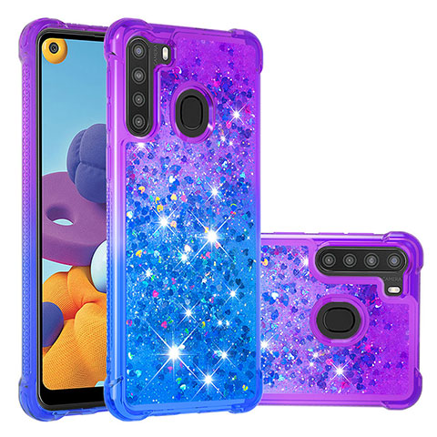 Coque Silicone Housse Etui Gel Bling-Bling S02 pour Samsung Galaxy A21 Violet