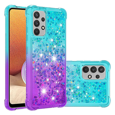 Coque Silicone Housse Etui Gel Bling-Bling S02 pour Samsung Galaxy A32 5G Bleu Ciel