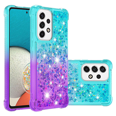 Coque Silicone Housse Etui Gel Bling-Bling S02 pour Samsung Galaxy A53 5G Bleu Ciel