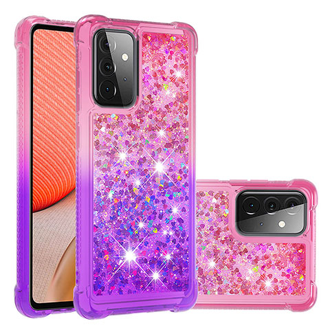 Coque Silicone Housse Etui Gel Bling-Bling S02 pour Samsung Galaxy A72 4G Rose Rouge