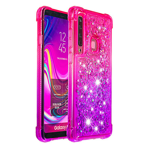 Coque Silicone Housse Etui Gel Bling-Bling S02 pour Samsung Galaxy A9 (2018) A920 Rose Rouge