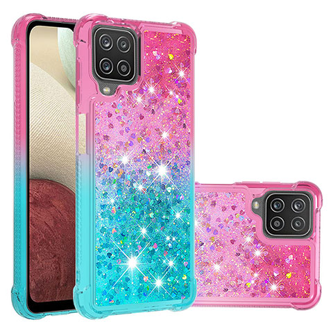 Coque Silicone Housse Etui Gel Bling-Bling S02 pour Samsung Galaxy F12 Rose