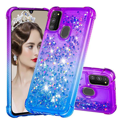 Coque Silicone Housse Etui Gel Bling-Bling S02 pour Samsung Galaxy M21 Violet
