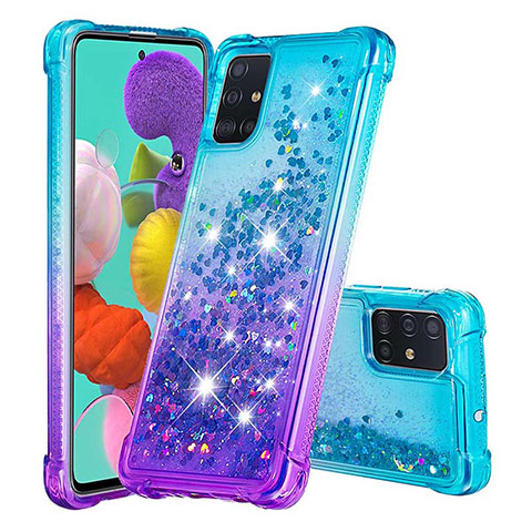 Coque Silicone Housse Etui Gel Bling-Bling S02 pour Samsung Galaxy M40S Bleu Ciel