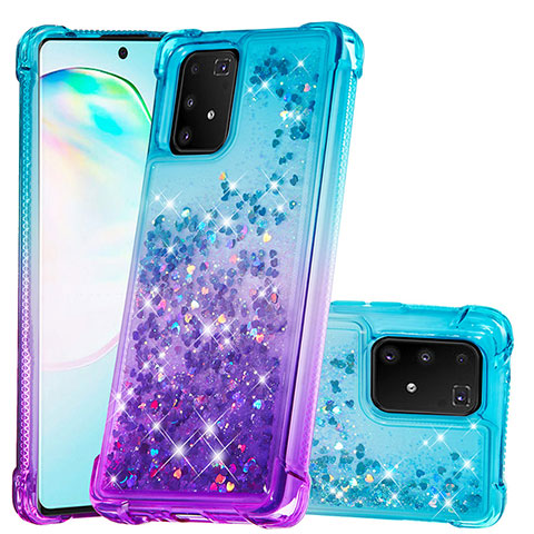 Coque Silicone Housse Etui Gel Bling-Bling S02 pour Samsung Galaxy S10 Lite Bleu Ciel