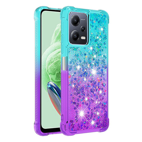 Coque Silicone Housse Etui Gel Bling-Bling S02 pour Xiaomi Poco X5 5G Bleu Ciel