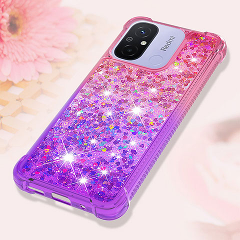 Coque Silicone Housse Etui Gel Bling-Bling S02 pour Xiaomi Redmi 11A 4G Rose Rouge