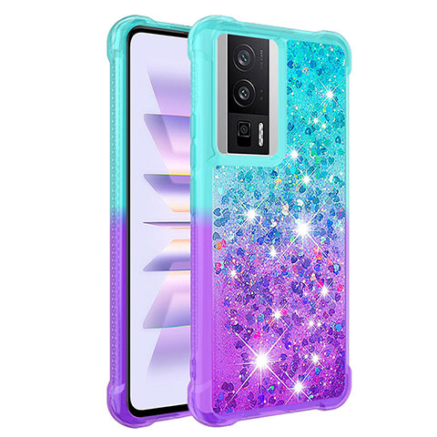 Coque Silicone Housse Etui Gel Bling-Bling S02 pour Xiaomi Redmi K60 5G Bleu Ciel