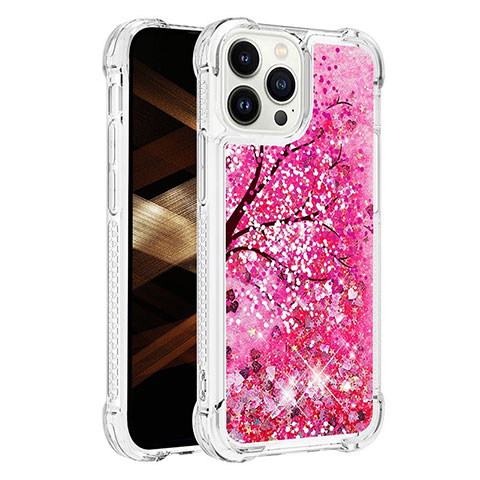 Coque Silicone Housse Etui Gel Bling-Bling S03 pour Apple iPhone 13 Pro Max Rose Rouge