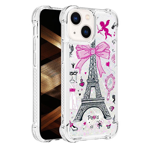 Coque Silicone Housse Etui Gel Bling-Bling S03 pour Apple iPhone 14 Or Rose