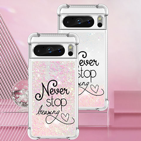 Coque Silicone Housse Etui Gel Bling-Bling S03 pour Google Pixel 8 Pro 5G Rose