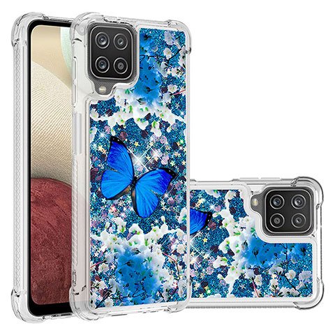 Coque Silicone Housse Etui Gel Bling-Bling S03 pour Samsung Galaxy A12 Nacho Bleu