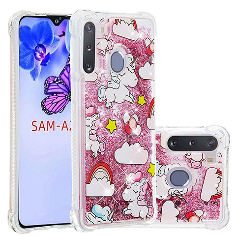 Coque Silicone Housse Etui Gel Bling-Bling S03 pour Samsung Galaxy A21 European Rouge