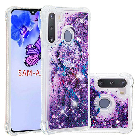 Coque Silicone Housse Etui Gel Bling-Bling S03 pour Samsung Galaxy A21 European Violet