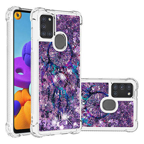 Coque Silicone Housse Etui Gel Bling-Bling S03 pour Samsung Galaxy A21s Violet