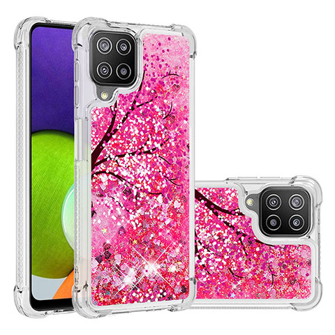 Coque Silicone Housse Etui Gel Bling-Bling S03 pour Samsung Galaxy A22 4G Rose Rouge